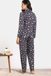 Zivame Print Fusion Knit Poly Pyjama Set - Medivel Blue — thumbnail 4